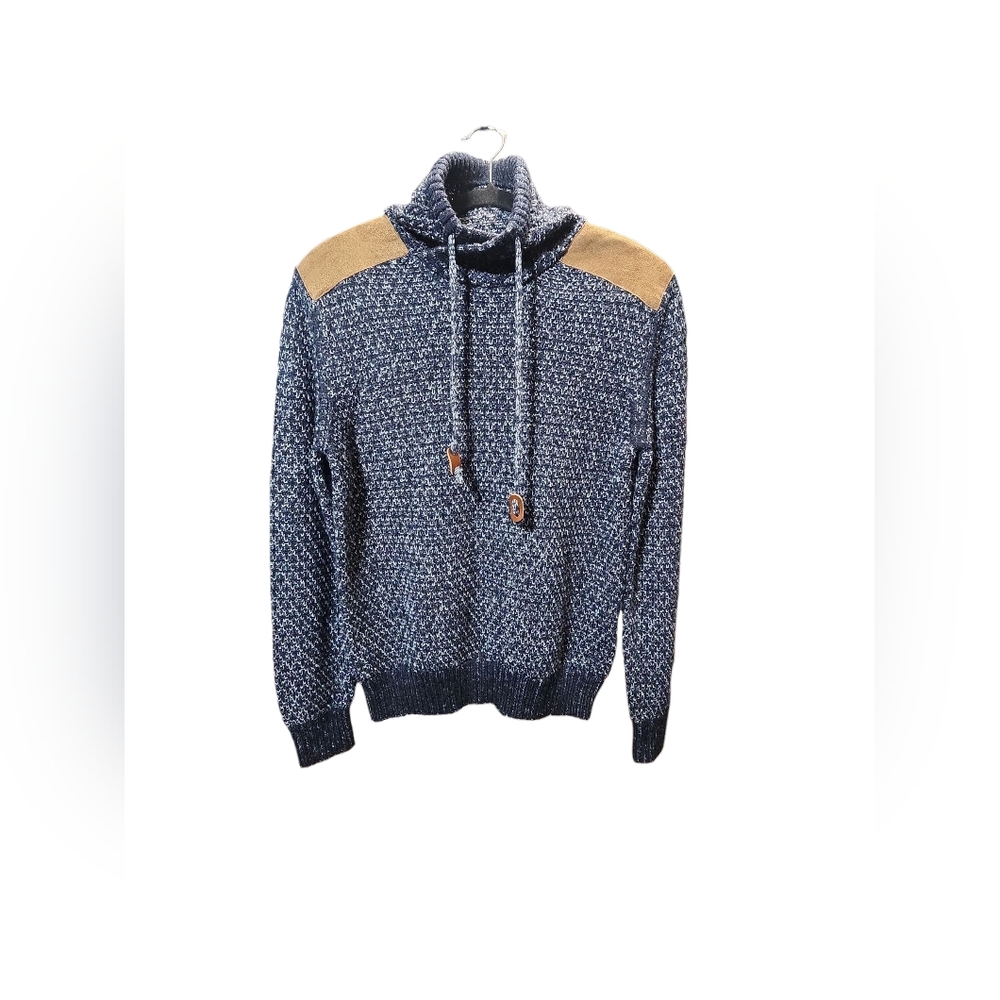 Stylish Blue and Tan Turtleneck Sweater for Men